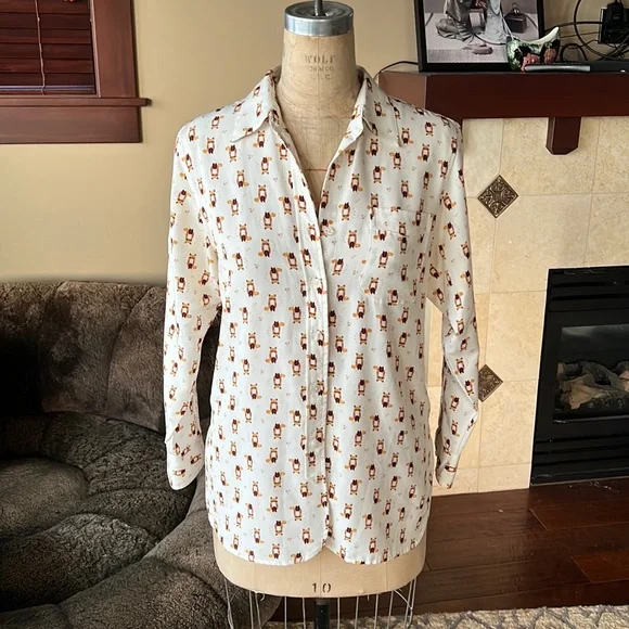 Ellen Tracy Fox motif shirt M - Picture 3 of 11